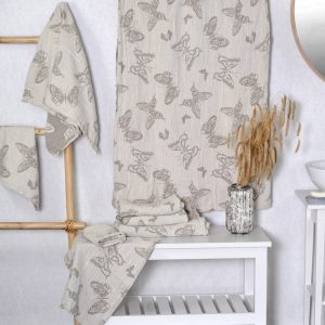 Lininis rankšluostis Drugeliai