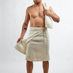 Vaflinė balta vyriška prijuostė