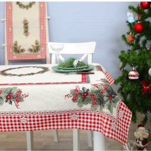 Kalėdinė staltiesė Kalėdų vainikas