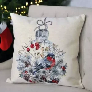 Pagalvėlės užvalkalas Sniegena ir žaisliukas (blizgus)