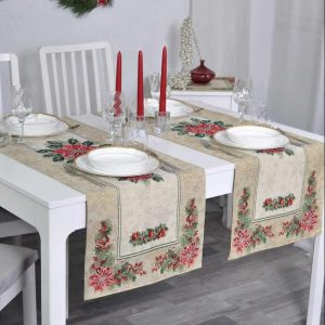 Kalėdinis stalo takelis Kalėdų gėlė (blizgus)