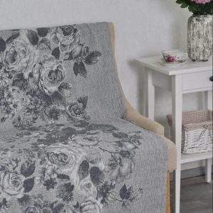 Lininė lovatiesė Pilkos rožės