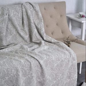 Lininė lovatiesė Pilkos gėlės