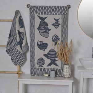 Lininis rankšluostis Šviesiai mėlynos žuvys