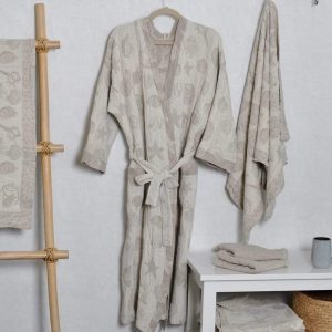 Lininis chalatas Pilkos kriauklės