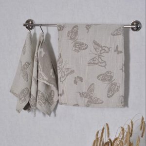 Virtuvinis lininis rankšluostis Drugeliai