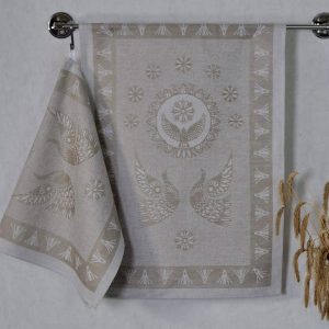 Virtuvinis lininis rankšluostis Paukščiai