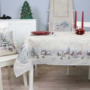 Kalėdinė staltiesė Sniego Pasaka (blizgi)