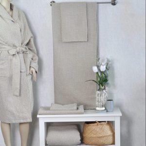 Pilkas vaflinis lininis rankšluostis