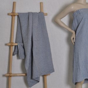 Mėlynas vaflinis lininis rankšluostis