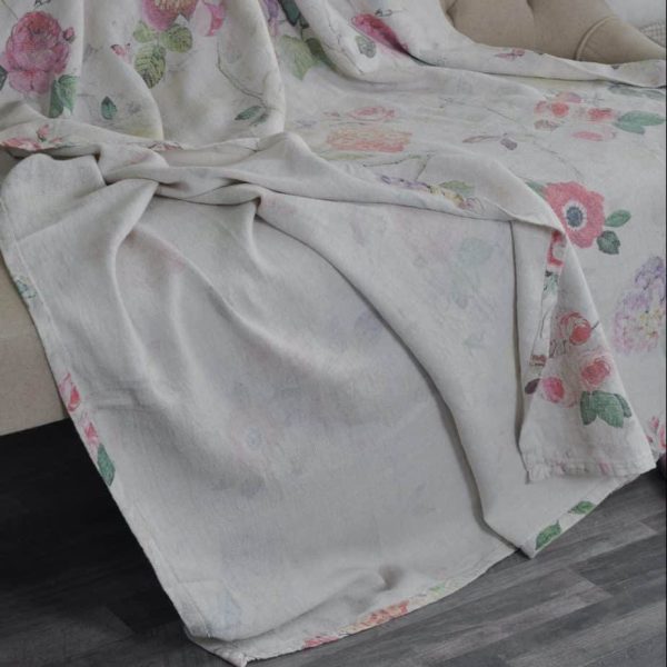 Lininė lovatiesė Rožinės gėlės - Image 2