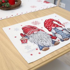 Kalėdinė stalo servetėlė Du Nykštukai (blizgi)