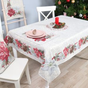 Kalėdinė staltiesė Sidabrinės Šventės (blizgi)