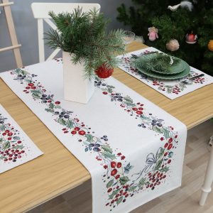 Kalėdinis Stalo takelis Kalėdų Uogos (blizgus)