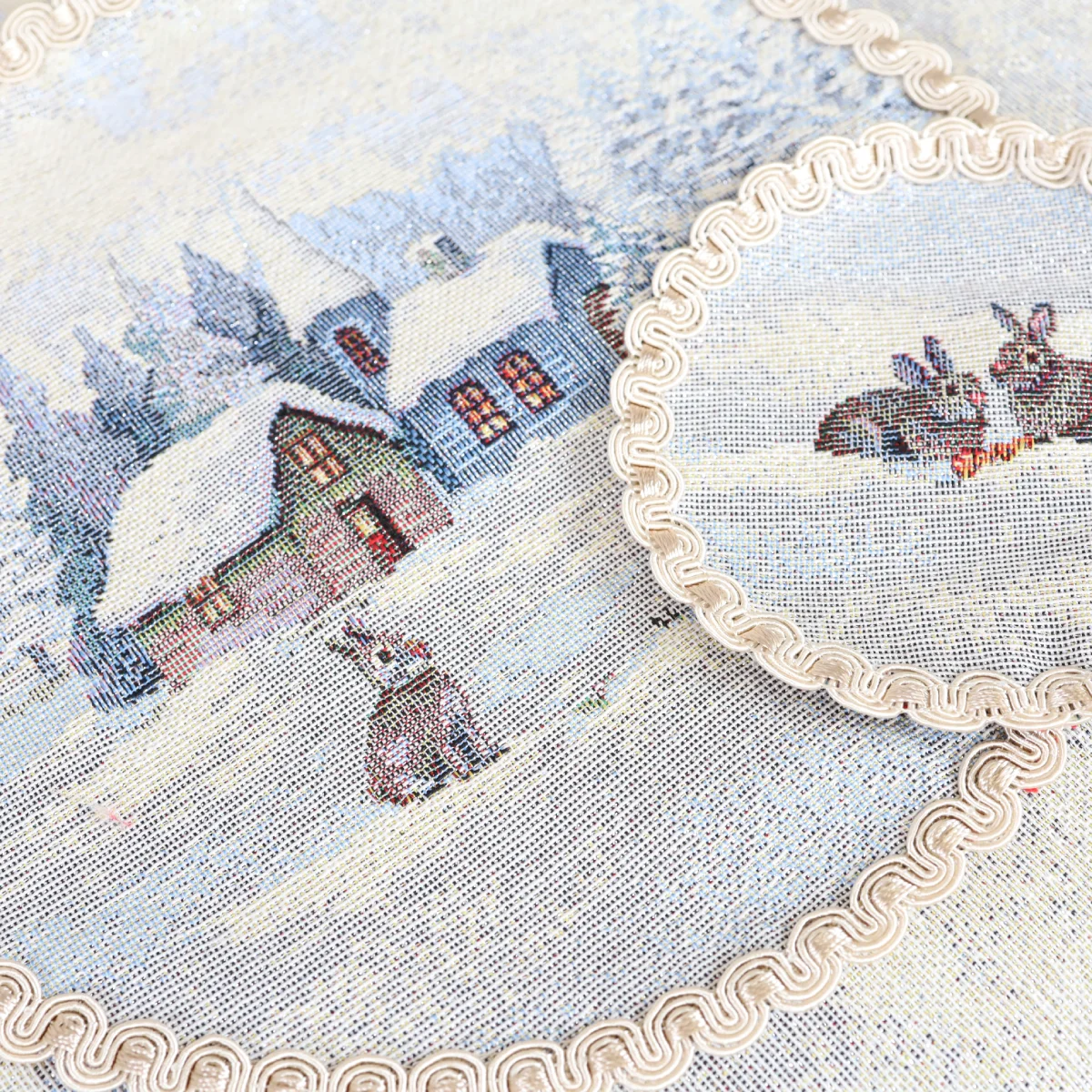 Apvali Kaledinė stalo servetėlė Sniego pasaka