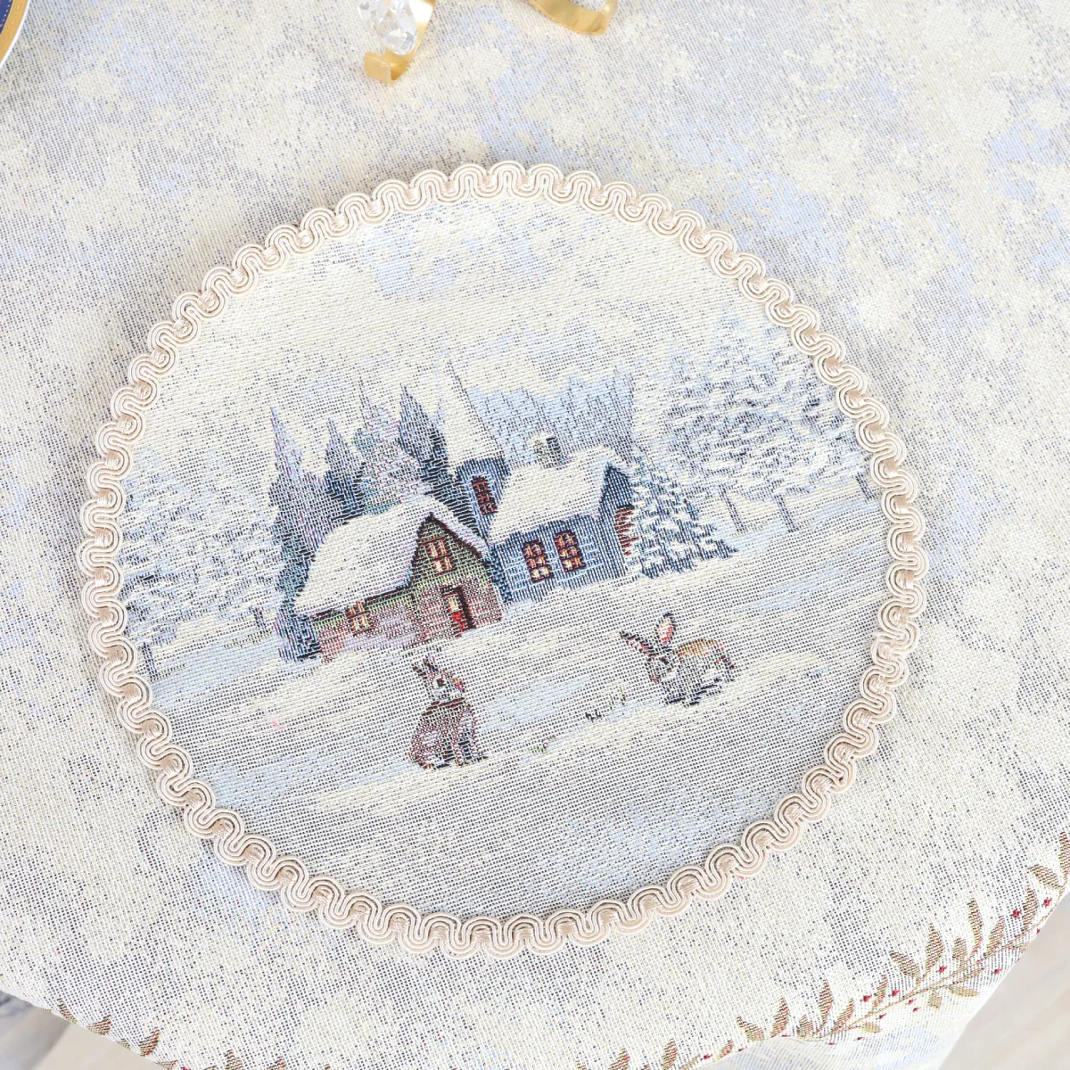 Apvali Kaledinė stalo servetėlė Sniego pasaka