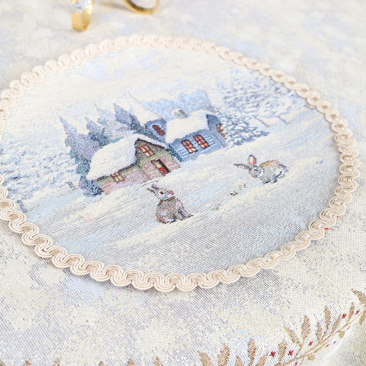 Apvali Kaledinė stalo servetėlė Sniego pasaka