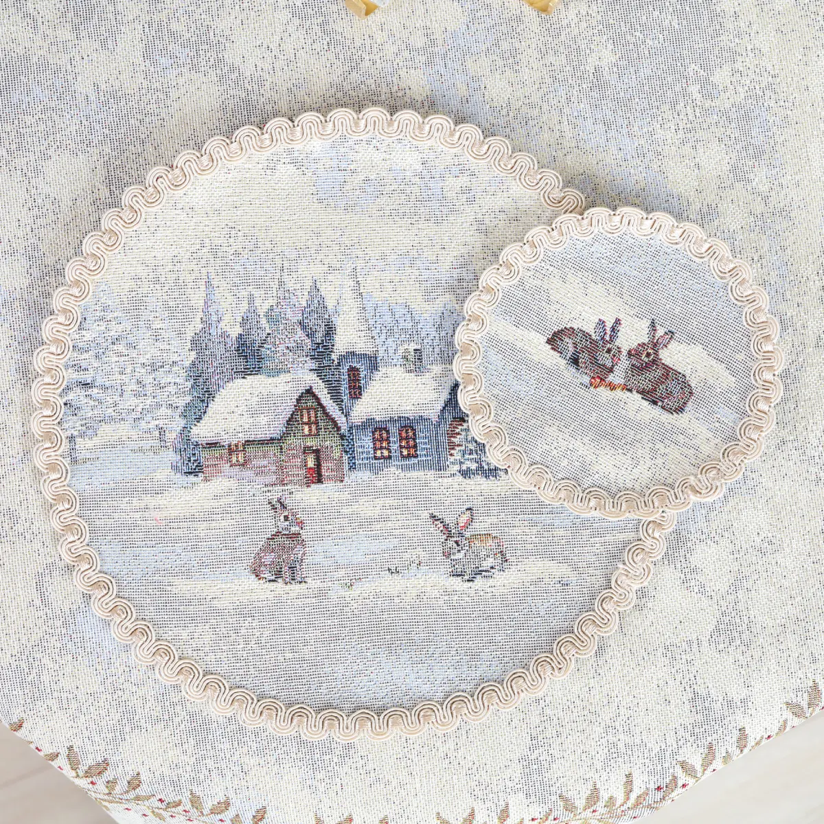 Apvali Kaledinė stalo servetėlė Sniego pasaka