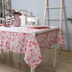 Medvilninė staltiesė Rožinės gėles