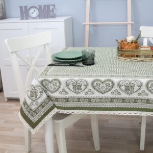 Medvilninė staltiesė Šokėjai žalia / 1 perkate – antra dovanų!