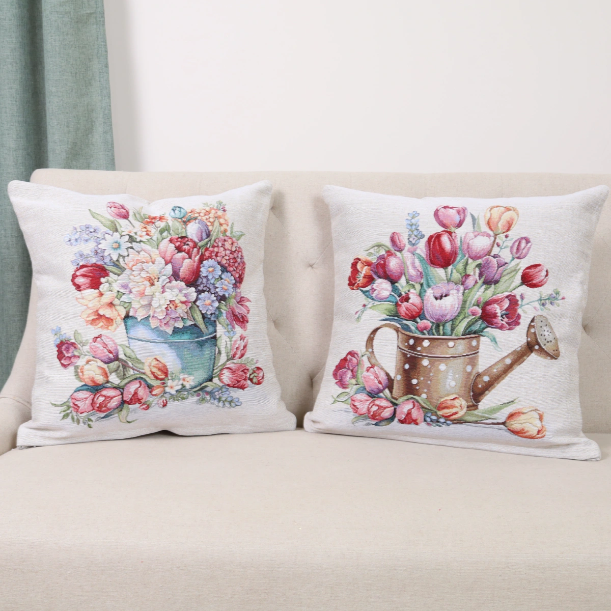 Dvipusis pagalvės užvalkalas Pavasario puokštė