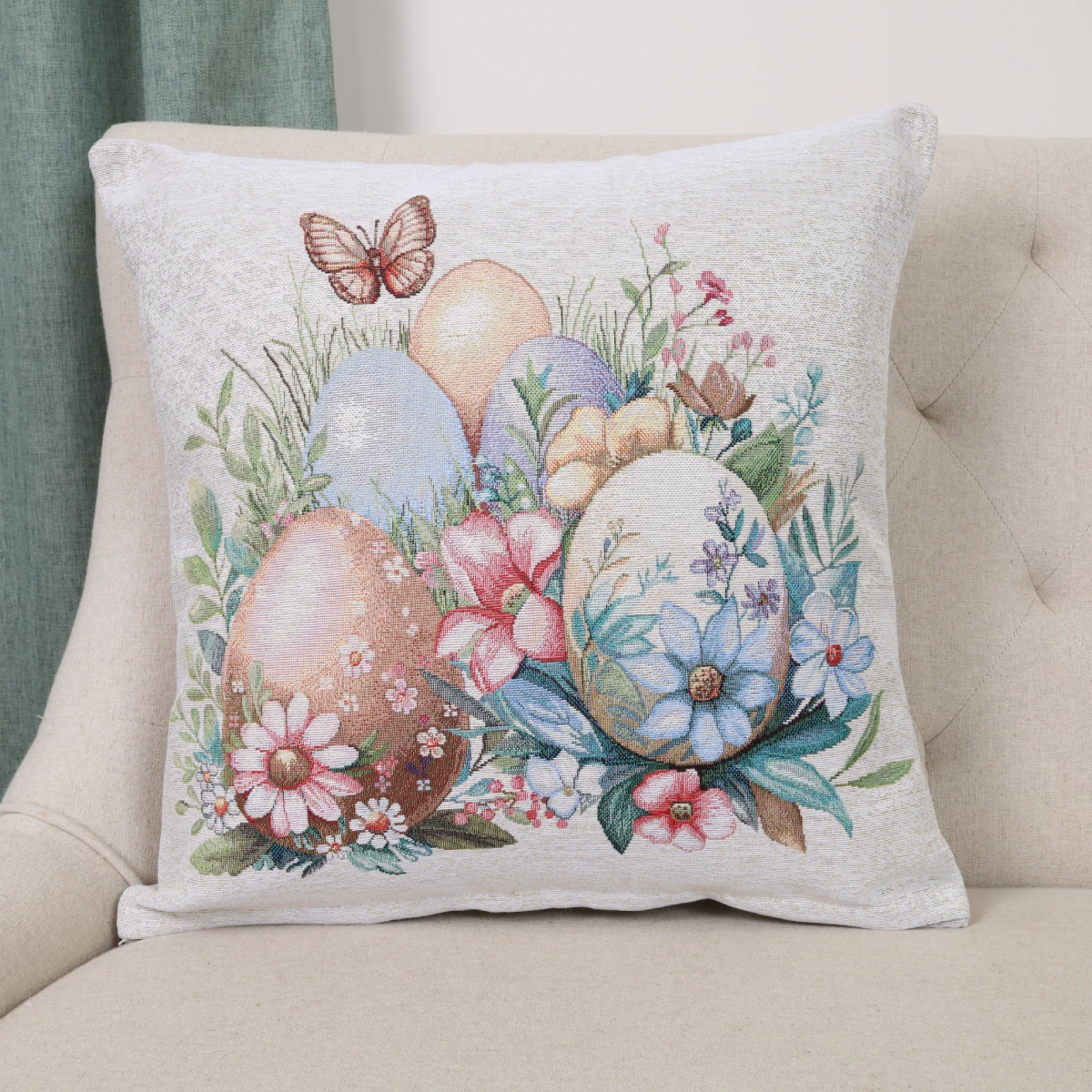 Dvipusis pagalvės užvalkalas Velykų margučiai