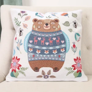 Dvipusis pagalvės užvalkalas Miško draugai - Meškutis