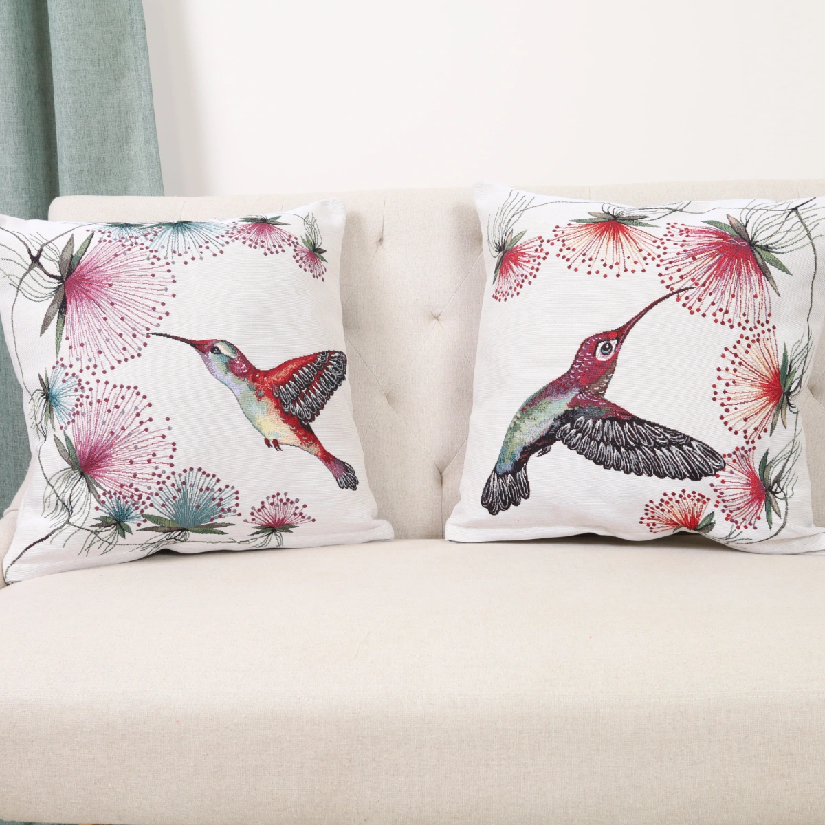 Dvipusis pagalvės užvalkalas Kolibrių sodas - Skrydis 1