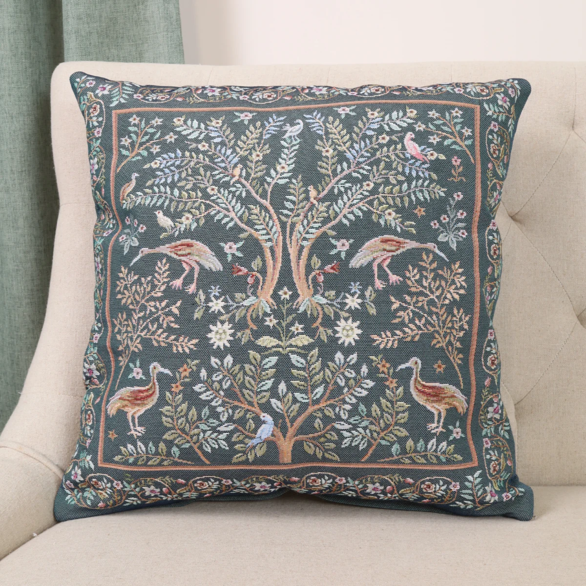 Dvipusis pagalvės užvalkalas William Morris Rojus žemėje (žalia)