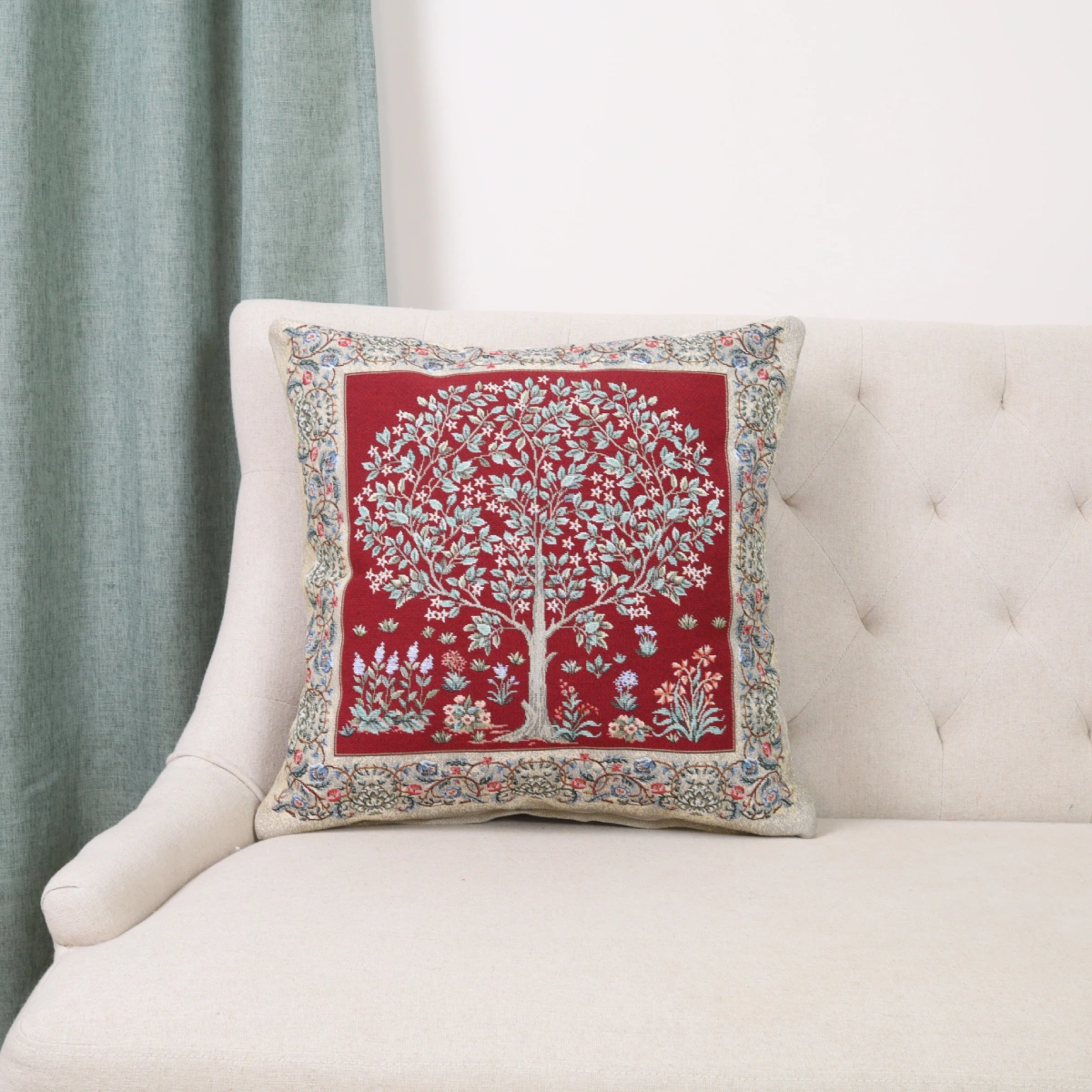 Bordo dvipusis pagalvės užvalkalas Baroko gėlės