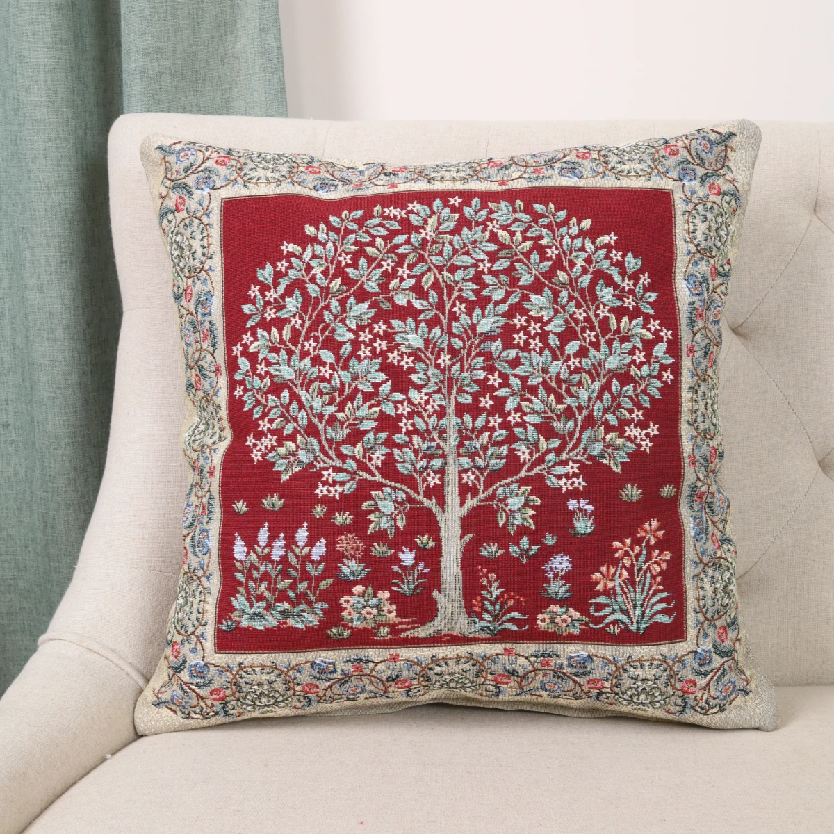 Bordo dvipusis pagalvės užvalkalas Baroko gėlės