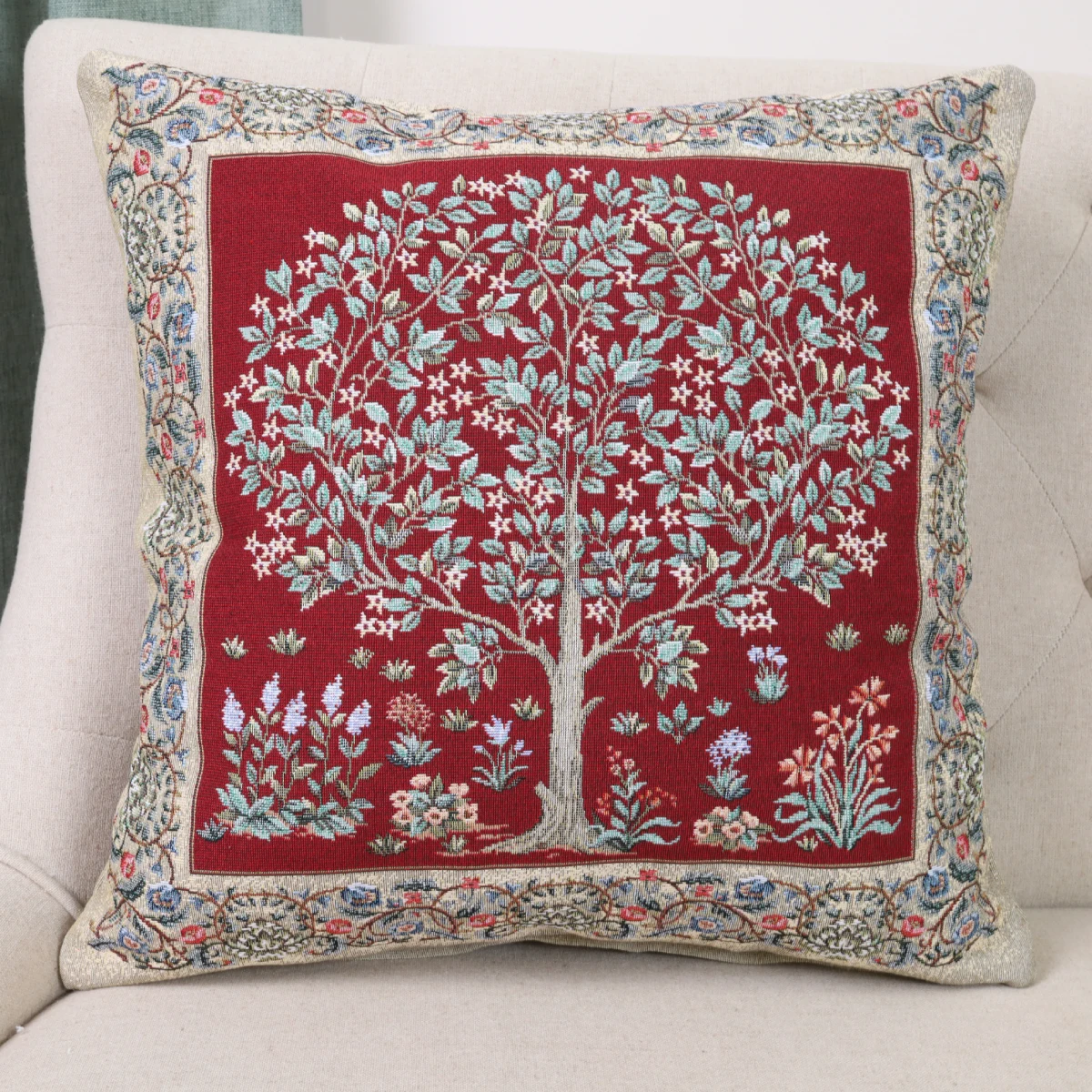 Bordo dvipusis pagalvės užvalkalas Baroko gėlės