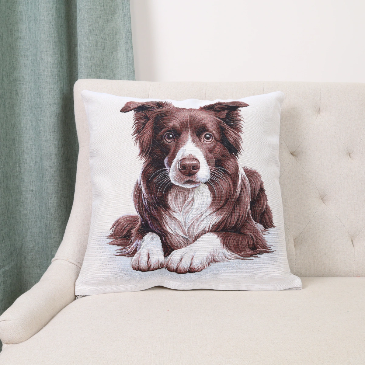 Dvipusis pagalvės užvalkalas Rudas borderkolis