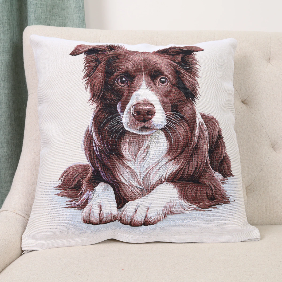 Dvipusis pagalvės užvalkalas Rudas borderkolis