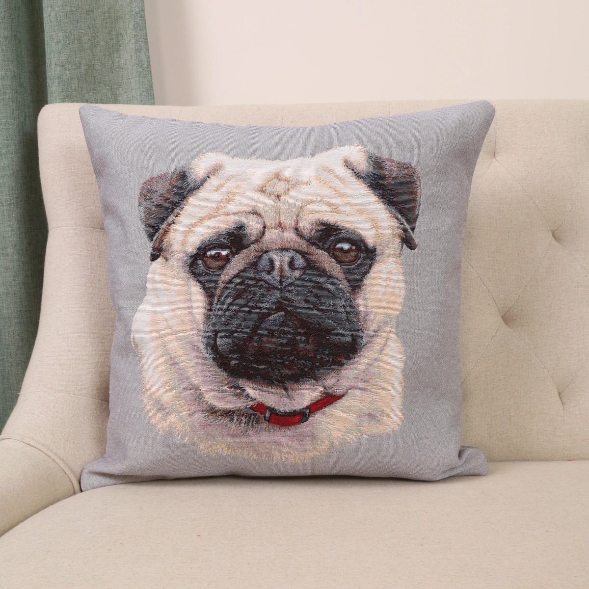 Dvipusis pagalvės užvalkalas Mopso portretas