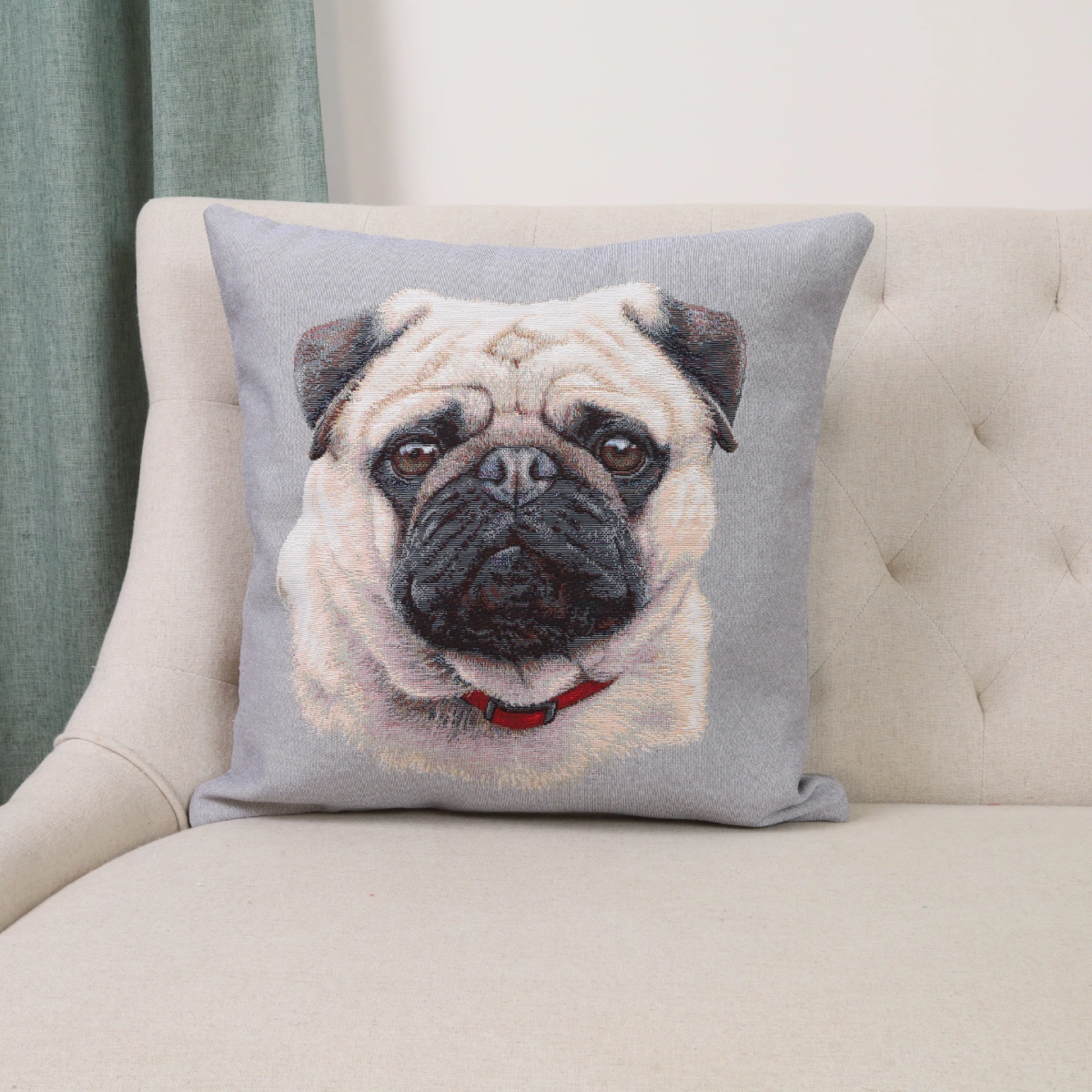 Dvipusis pagalvės užvalkalas Mopso portretas