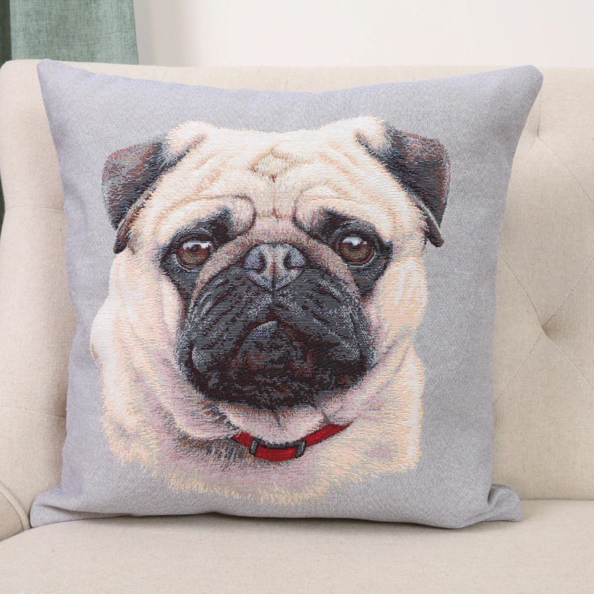 Dvipusis pagalvės užvalkalas Mopso portretas