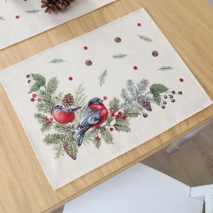 Kalėdinė stalo servetėlė Sniegenos ir šermukšnis