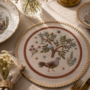 Apvali stalo servetėlė William Morris Rojus žemėje