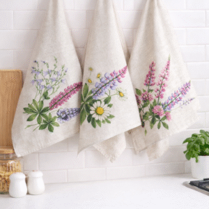 Virtuvinių rankšluosčių rinkinys Vasaros žiedai (3 vnt.)