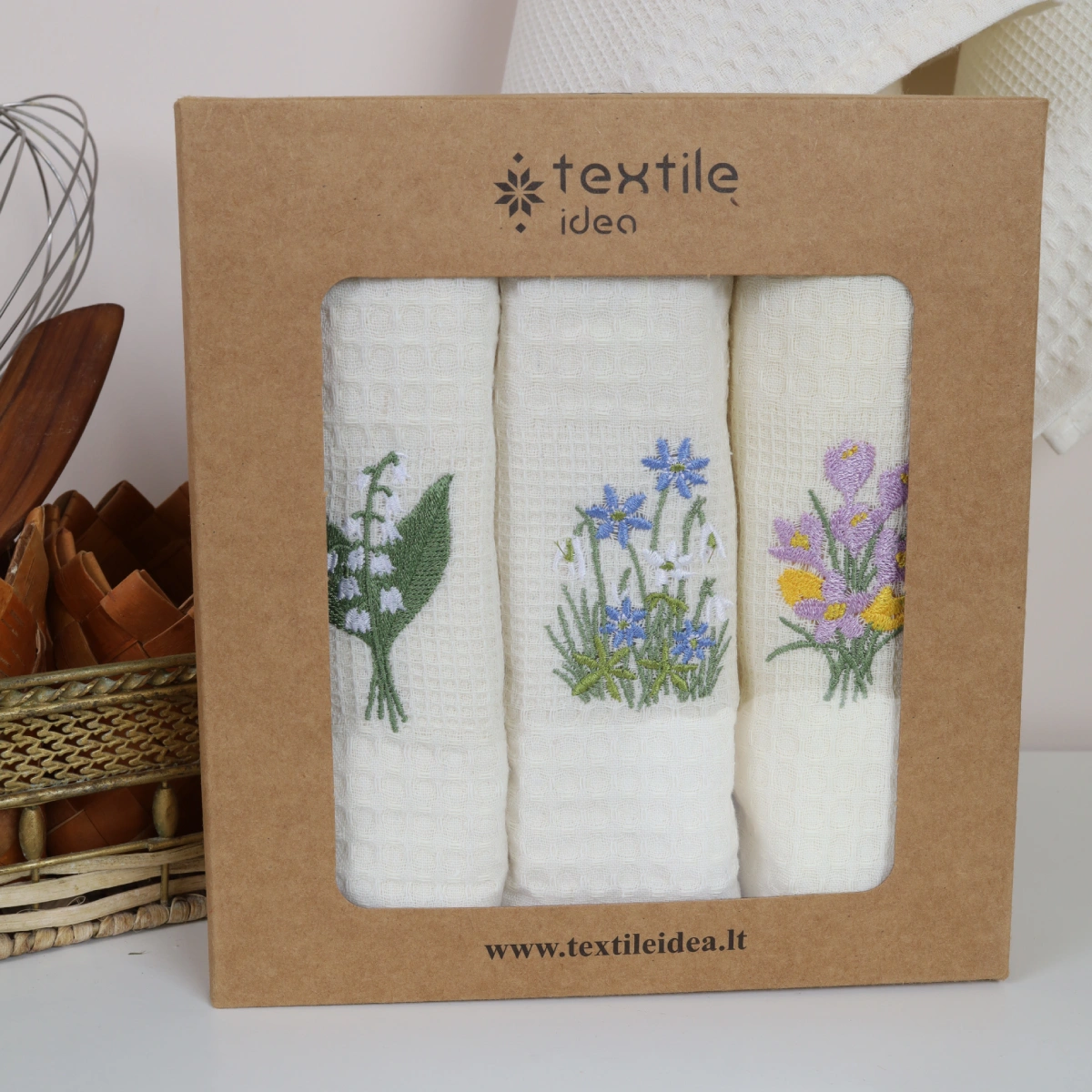 Virtuvinių rankšluosčių rinkinys Pavasario gėlės