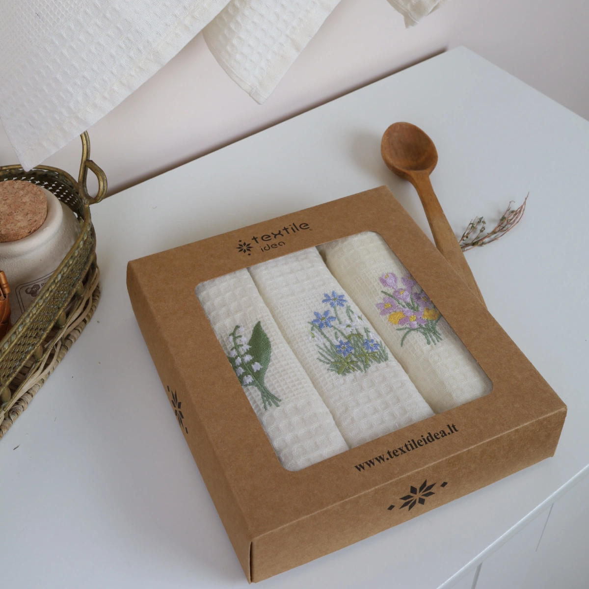 Virtuvinių rankšluosčių rinkinys Pavasario gėlės