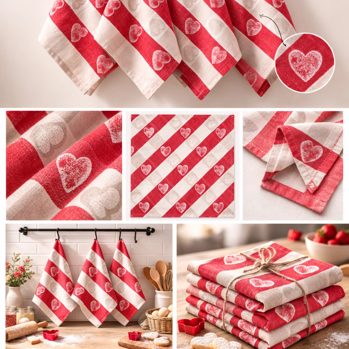 Virtuvinių rankšluosčių rinkinys Širdelės