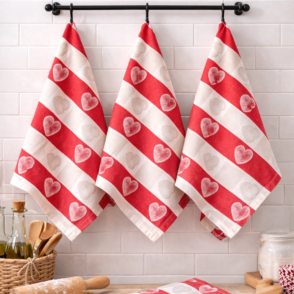 Virtuvinių rankšluosčių rinkinys Širdelės