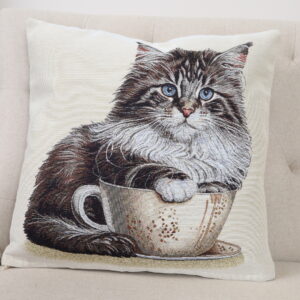 Dvipusis pagalvės užvalkalas Katinas puodelyje