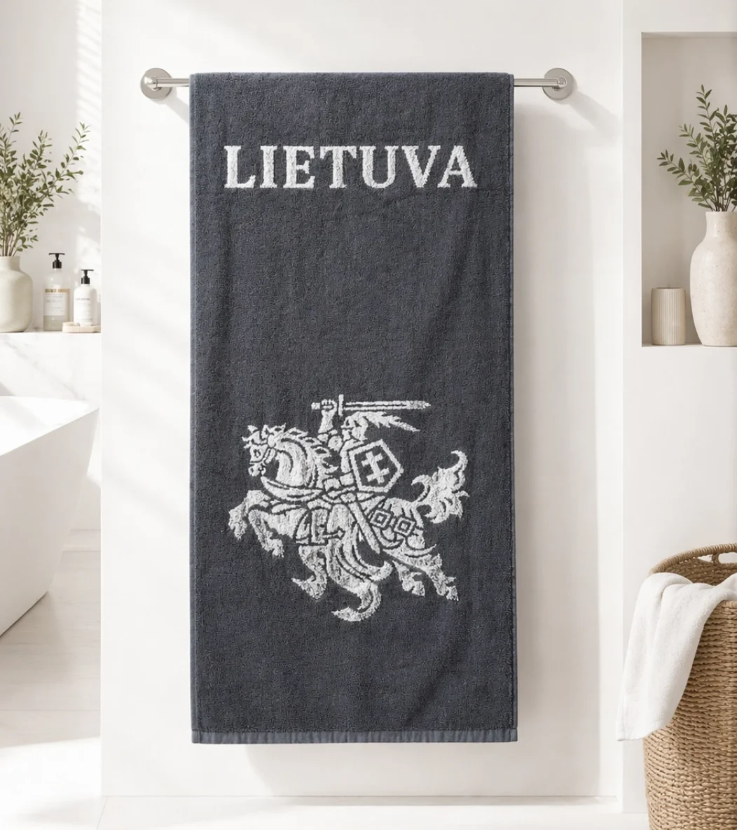 Pilkas vonios rankšluostis Vytis