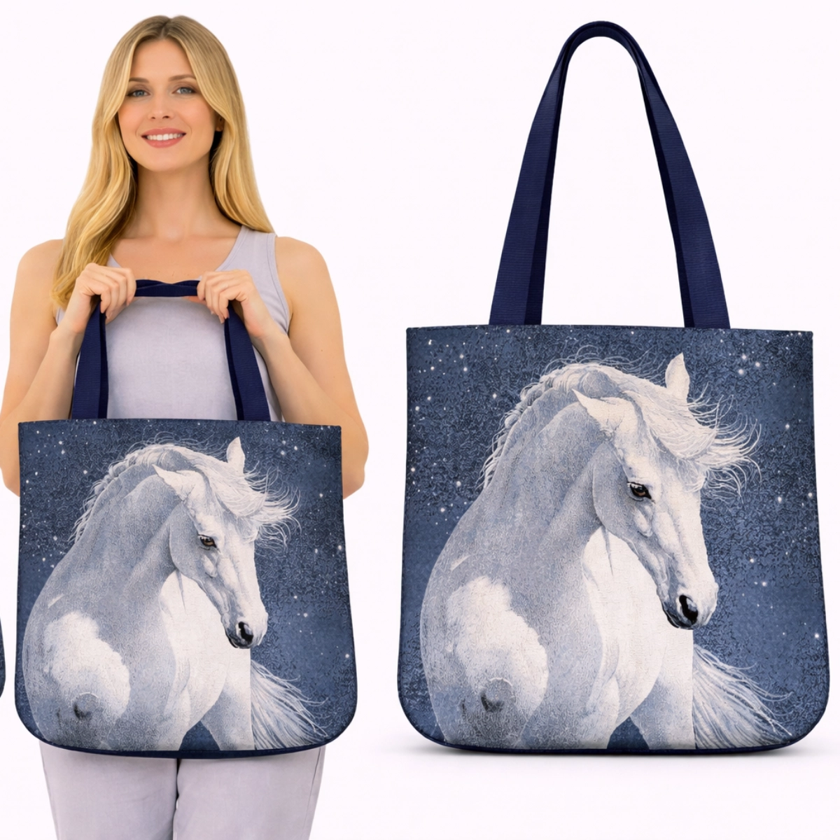 Pirkinių krepšys Baltas žirgas naktyje