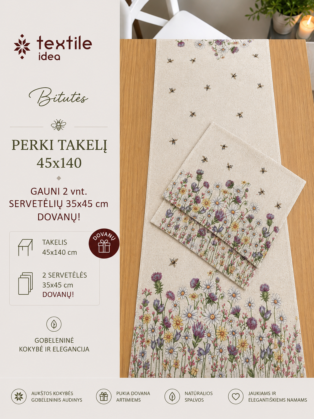 Stalo takelis + dovana (2 vnt. servetėlių) - Image 11