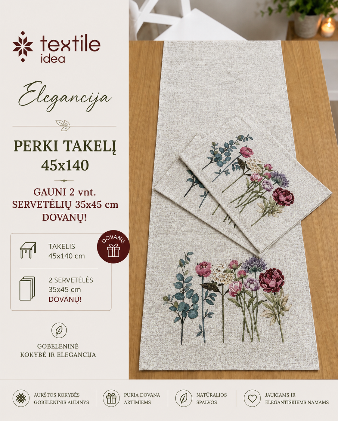 Stalo takelis + dovana (2 vnt. servetėlių) - Image 7
