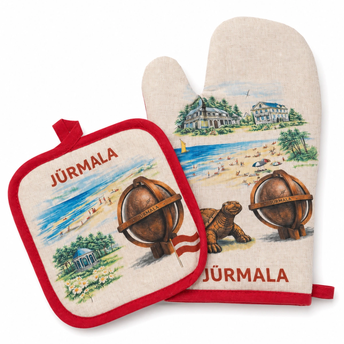 Virtuvės tekstilės rinkinys „Jūrmala“ – prijuostė, pirštinė ir puodkėlė - Image 3